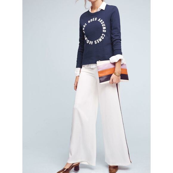 New Anthropologie Line + Dot Frances Chromanance Wide-Leg Pants $128 Sz X-SMALL - Picture 3 of 6